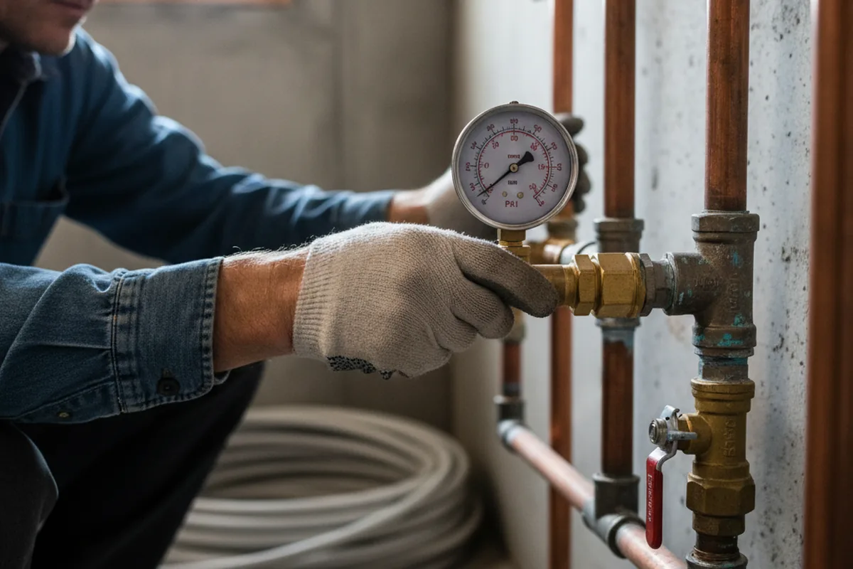 Pressure testing a repaired line during Water Line Repair in Salineville
